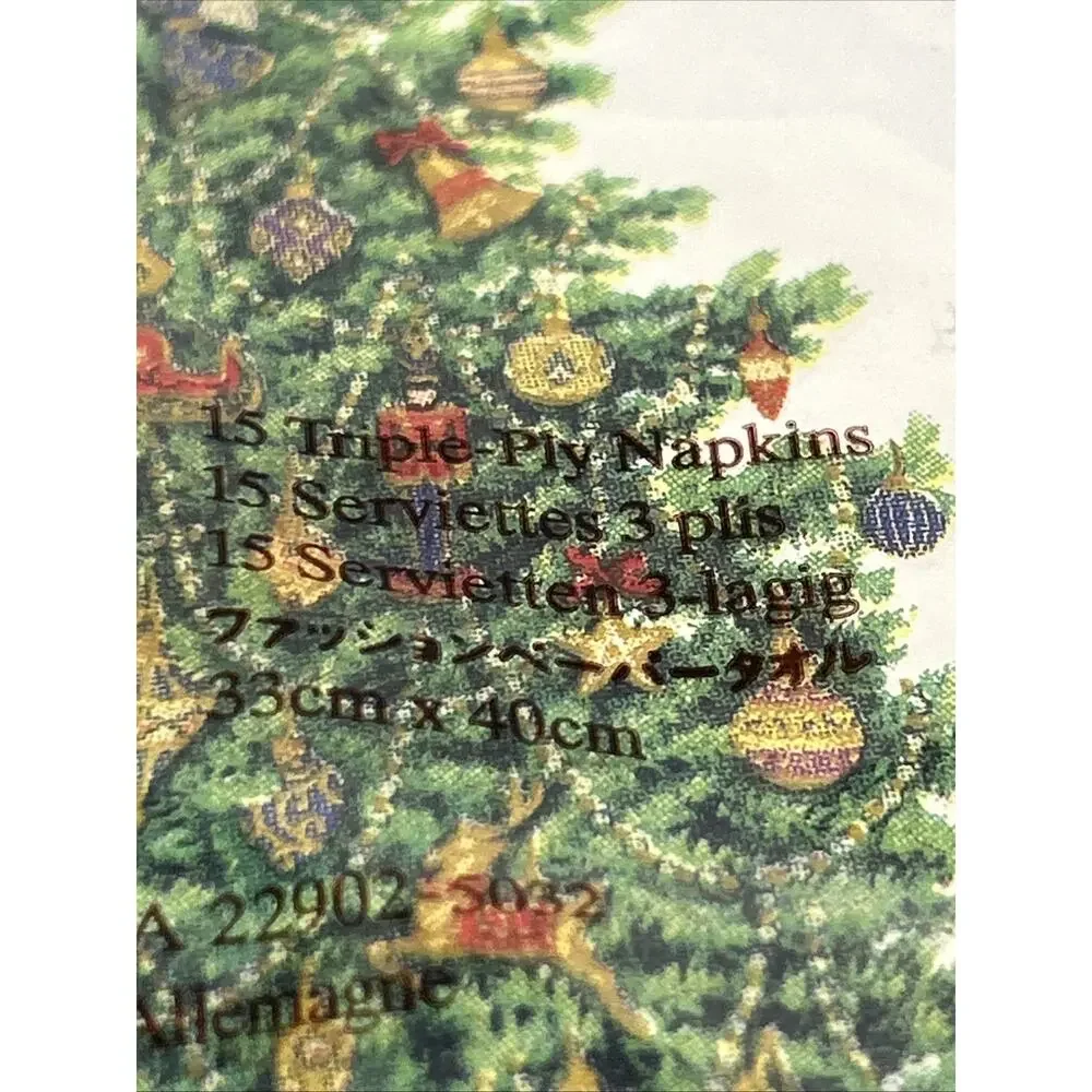 15 Caspari Triple Ply Napkins Christmas Tree Ivory